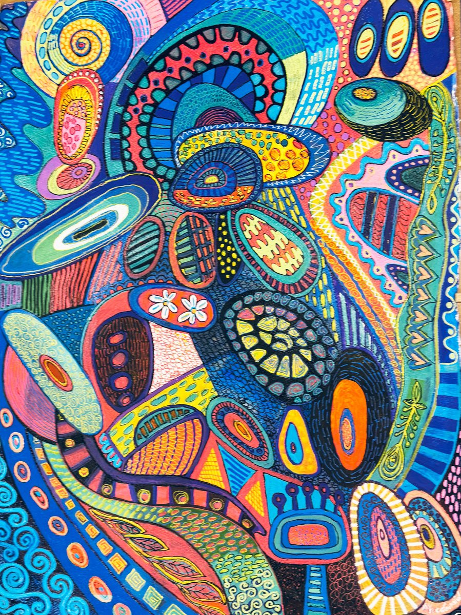 Organic Abstract Acrylic Painting By Laurel Macdonald, 22 X 30", Amoeba, Original Artwork