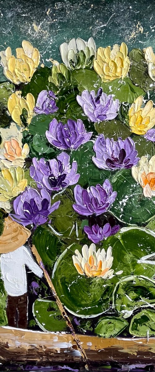 Water Lily Pond Painting by Halyna Kirichenko