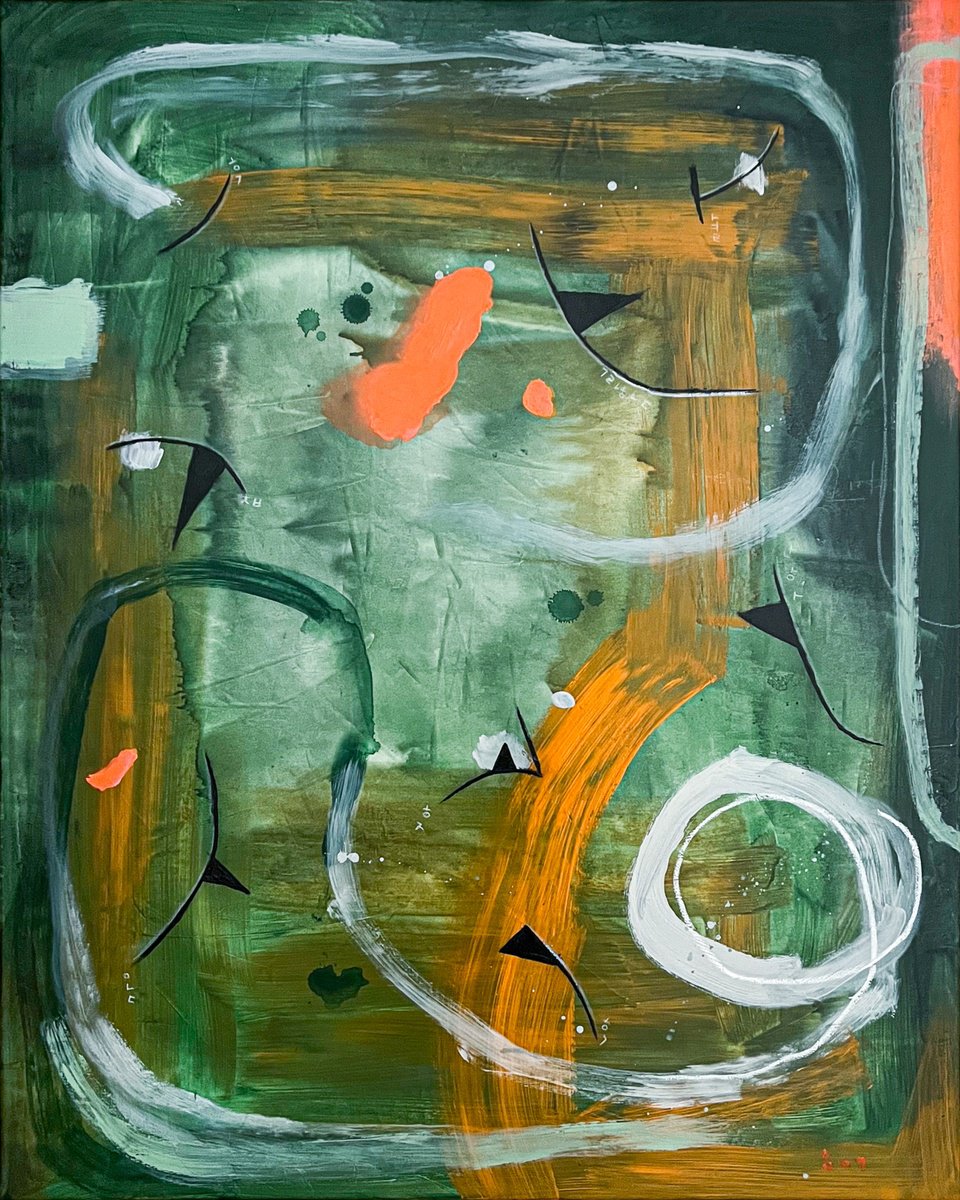 Abstract Acrylic Painting By Hyunah Kim, 32 X 40, Vagus, Original Artwork