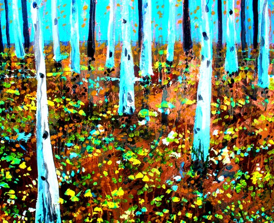 Primrose Woods I & II.  Diptych. Two paintings 55.5cm x 46cm ( 55.5cm x 92cm combined )