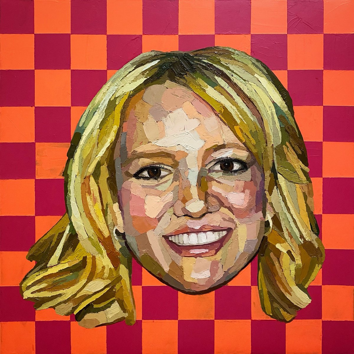 Expressive Portrait Painting By Andrew Newton, 24 X 24, Head 3, Original Artwork