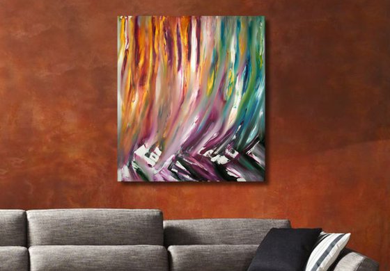 Crimson rivers - 60x70 cm, Original abstract painting, oil on canvas