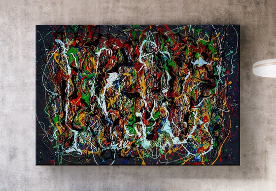 - Revive - LARGE FORMAT! Modern painting in Jackson Pollock style.