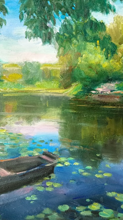 Landscape with a boat by Valentina Andrukhova