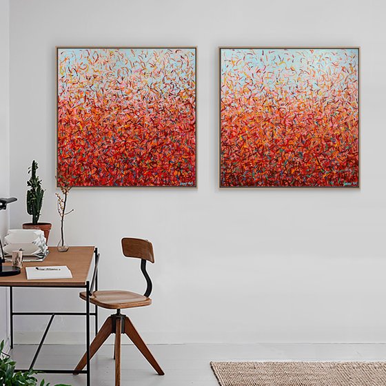 Darwin Dance A & B - 70cm squ each - acrylic on canvas