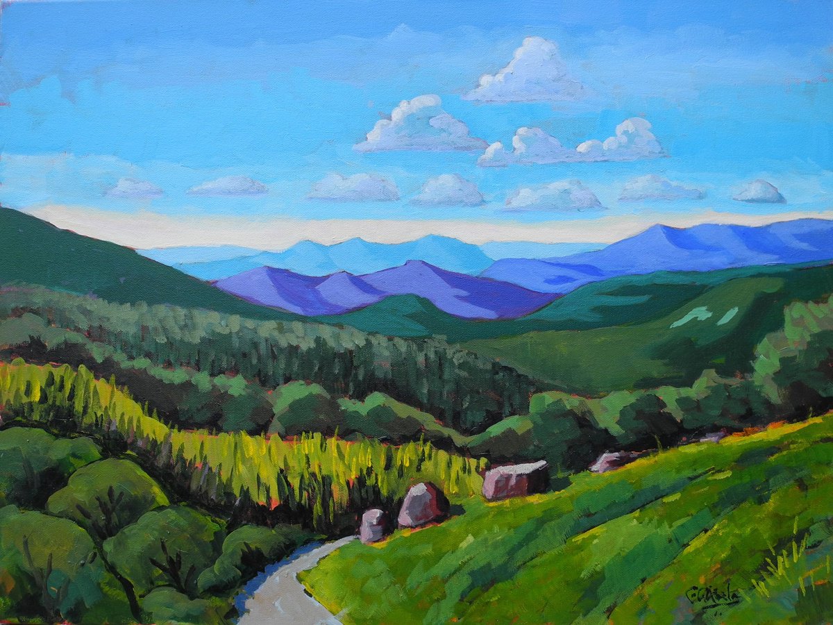 Impressionistic Landscape Acrylic Painting By Edward Abela, 24 X 18, Shenandoah, Original Artwork