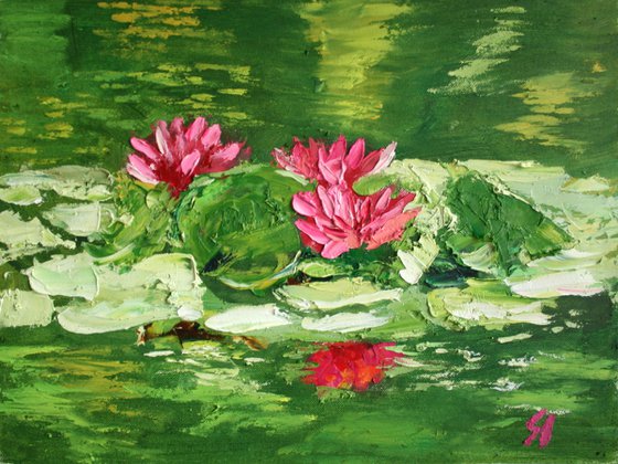 WATER LILIES, IV / ORIGINAL OIL PAINTING