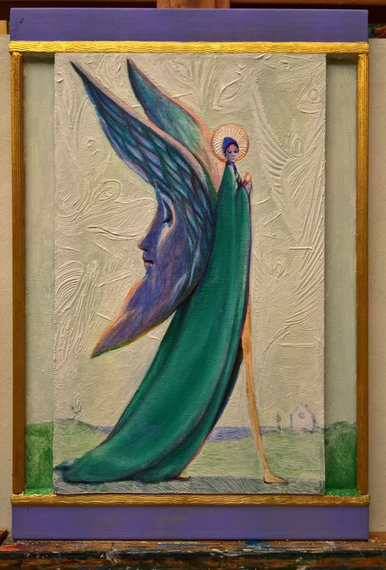 THE ANGEL OF THE MOONS -( framed - Triptych )
