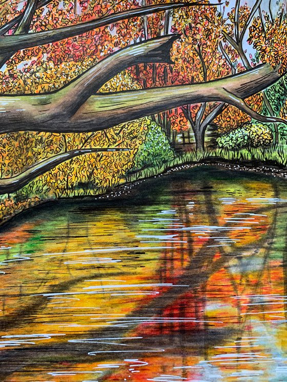 The Brickworks pond in Autumn