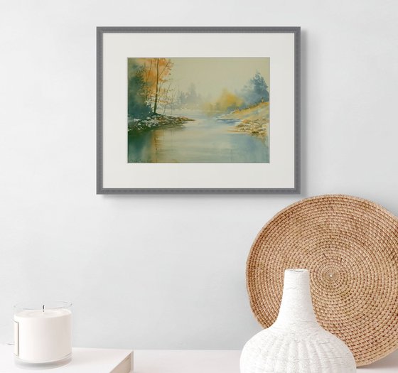 Misty Lake Reflections