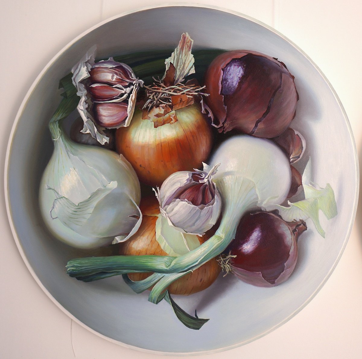 Photorealistic Still Life Oil Painting By Sergej Sologub, 31 X 31", Vegetables, Original Artwork