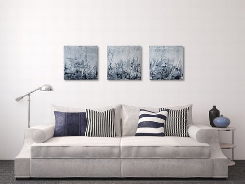 Winter Triptych (130 x 40 cm) (52 x 16 inches) 3 paintings in 1 by Ansgar Dressler