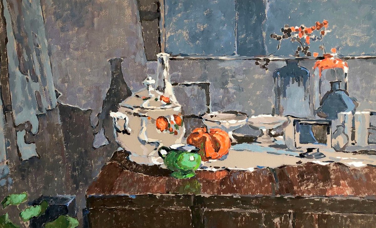 Impressionistic Still Life Oil Painting By Procach Olesia, 35 X 22", Meetings At Dusk, Original Artwork