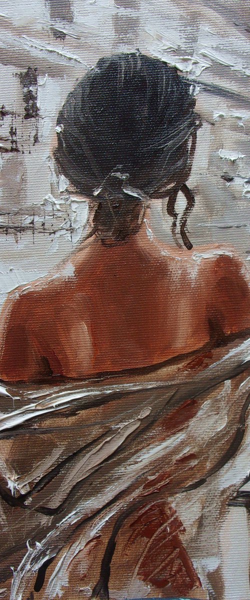 " TIME ... " original painting wind romantic palette knife GIFT by Monika Luniak