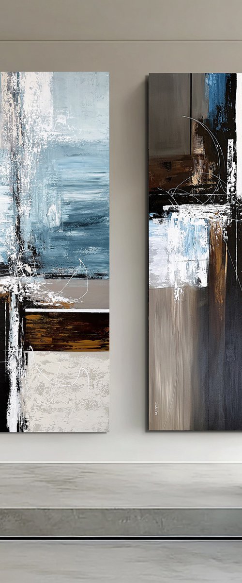 Between Structure and Tide set diptych by Tatiana Malinovscaia