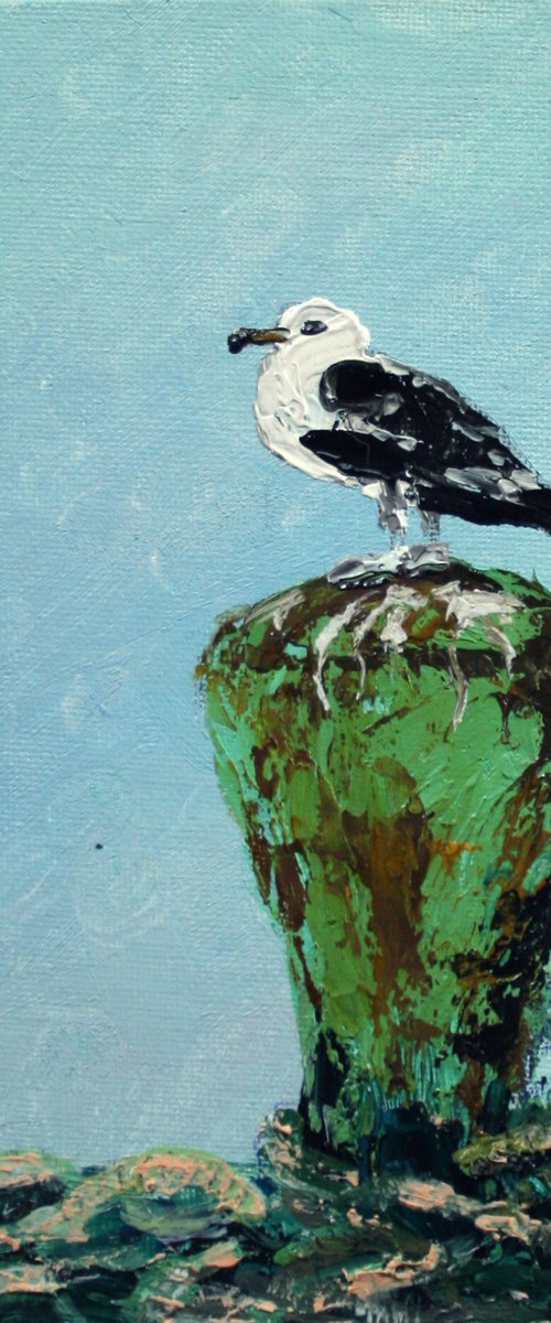 Seagull / FROM MY SERIES FROM MY SERIES "MINI PICTURE" / ORIGINAL PAINTING by Salana Art Gallery