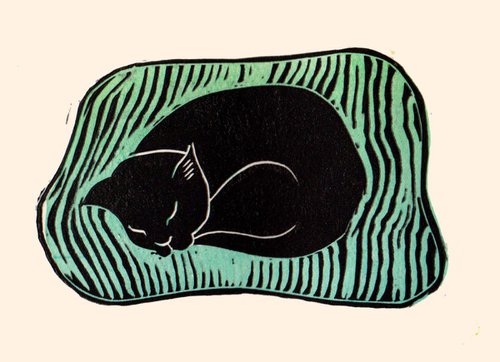 Cat on a Cushion by Drusilla  Cole