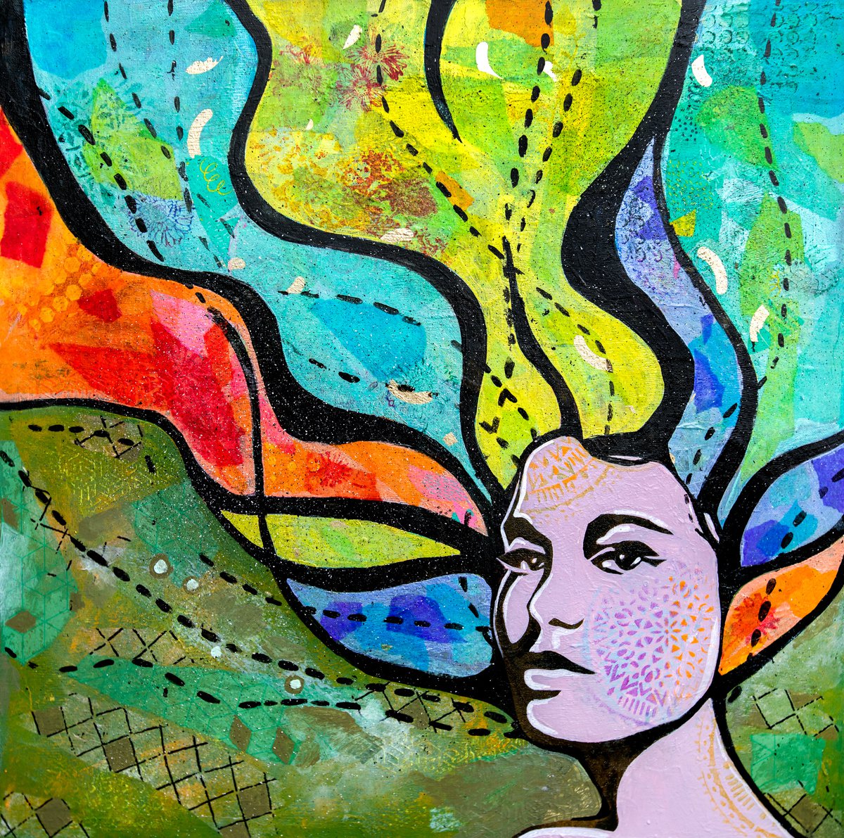 Urban And Pop Painting , Spring Chaos, Woman By Ariadna De Raadt, 20 X 20, Artwork For Sale On Artfinder