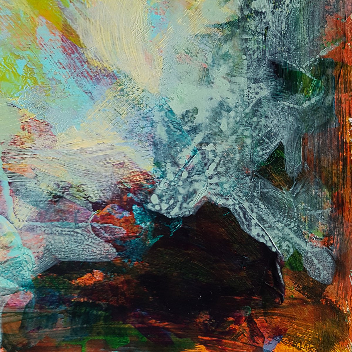 Chaotic landscape - abstract - modern - gestural painting by Fabienne Monestier