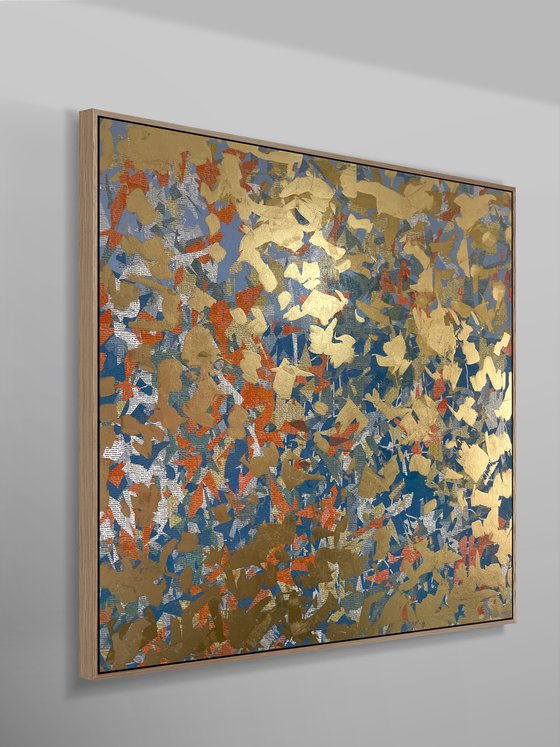 Wise Gold- 127cm squ - mixed media on canvas