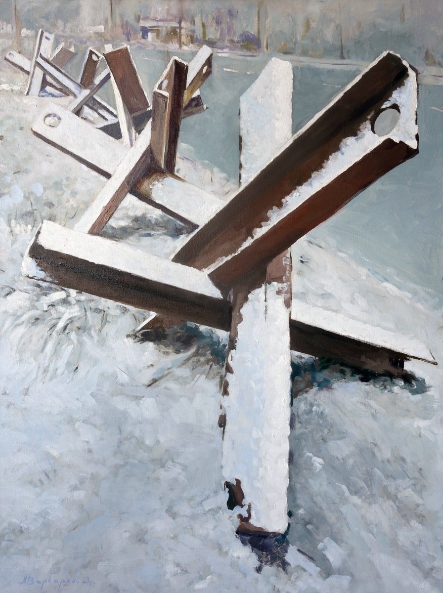 Impressionistic Landscape Oil Painting By Anatolii Varvarov, 33 X 45, Snowflakes, Original Artwork