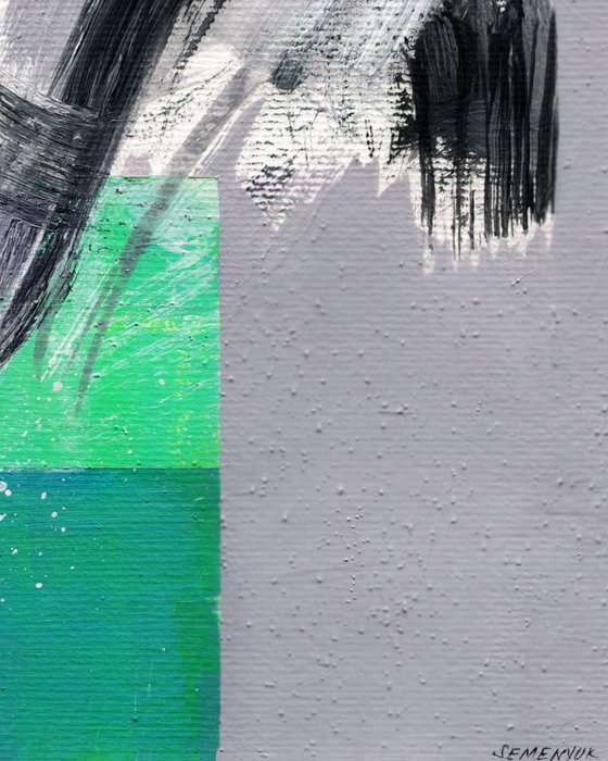Bright Green Abstract on Gray