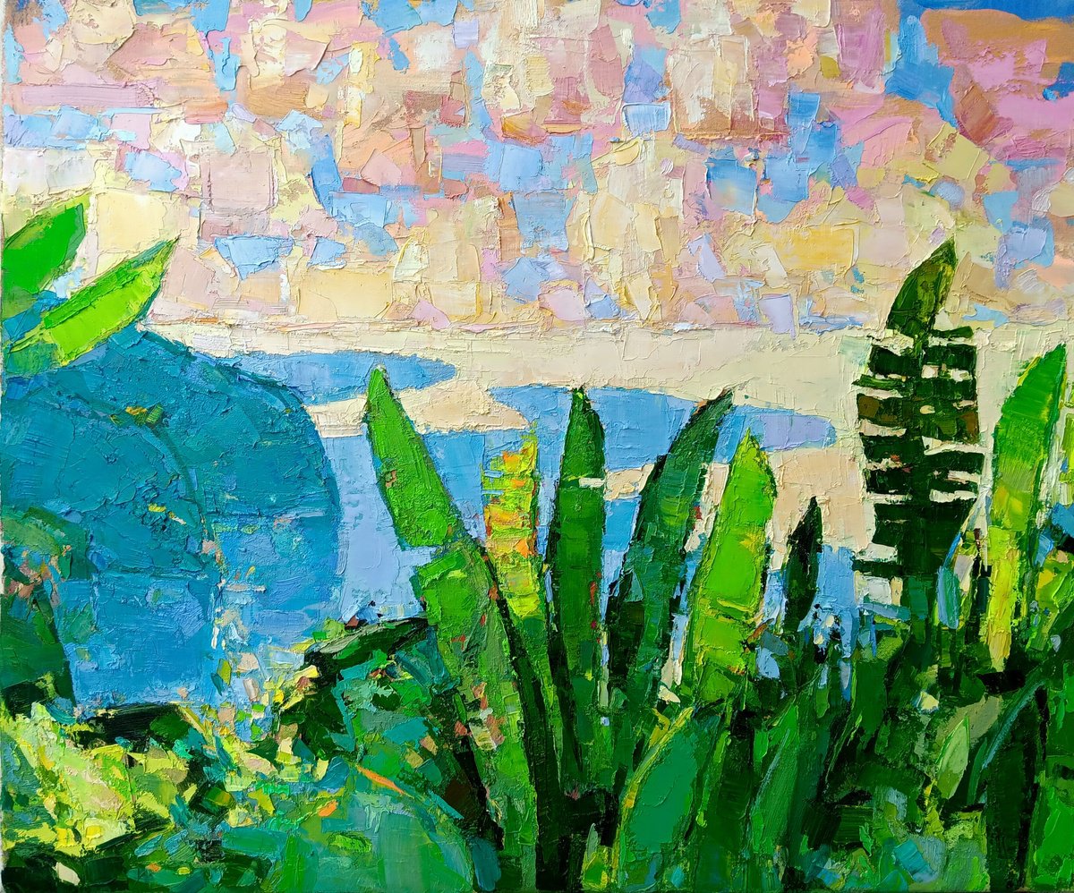 Landscape With Banana Leaves By Ruslan Khais, 36 X 30, Artwork For Sale On Artfinder