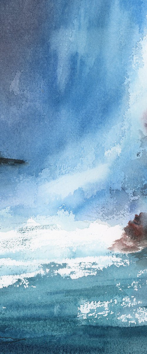 Falls in Blue Light by Olga Tchefranov watercolor