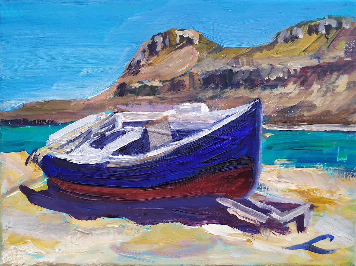 Balos beach boat by Elena Sokolova