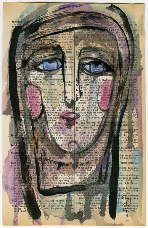 Funky Face 2020-23 - Mixed Media Painting by Kathy Morton Stanion by Kathy Morton Stanion