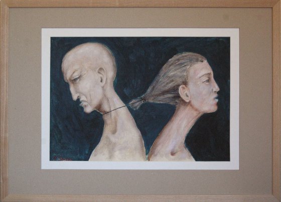 "Tension". Original oil painting on paper.