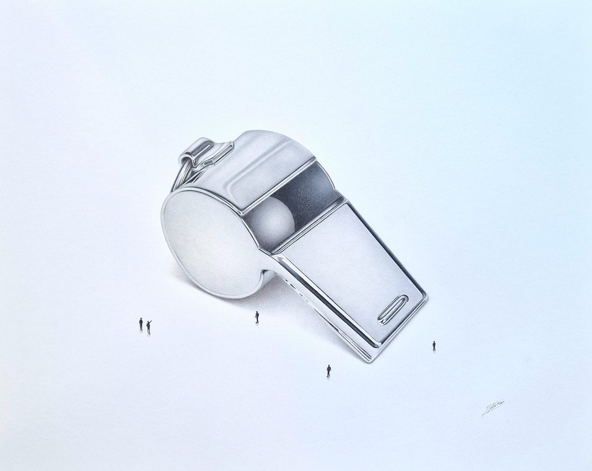 Urban And Pop Still Life Pencil Drawing By Daniel Shipton, 20 X 16, Whistle: Game On!, Original Artwork