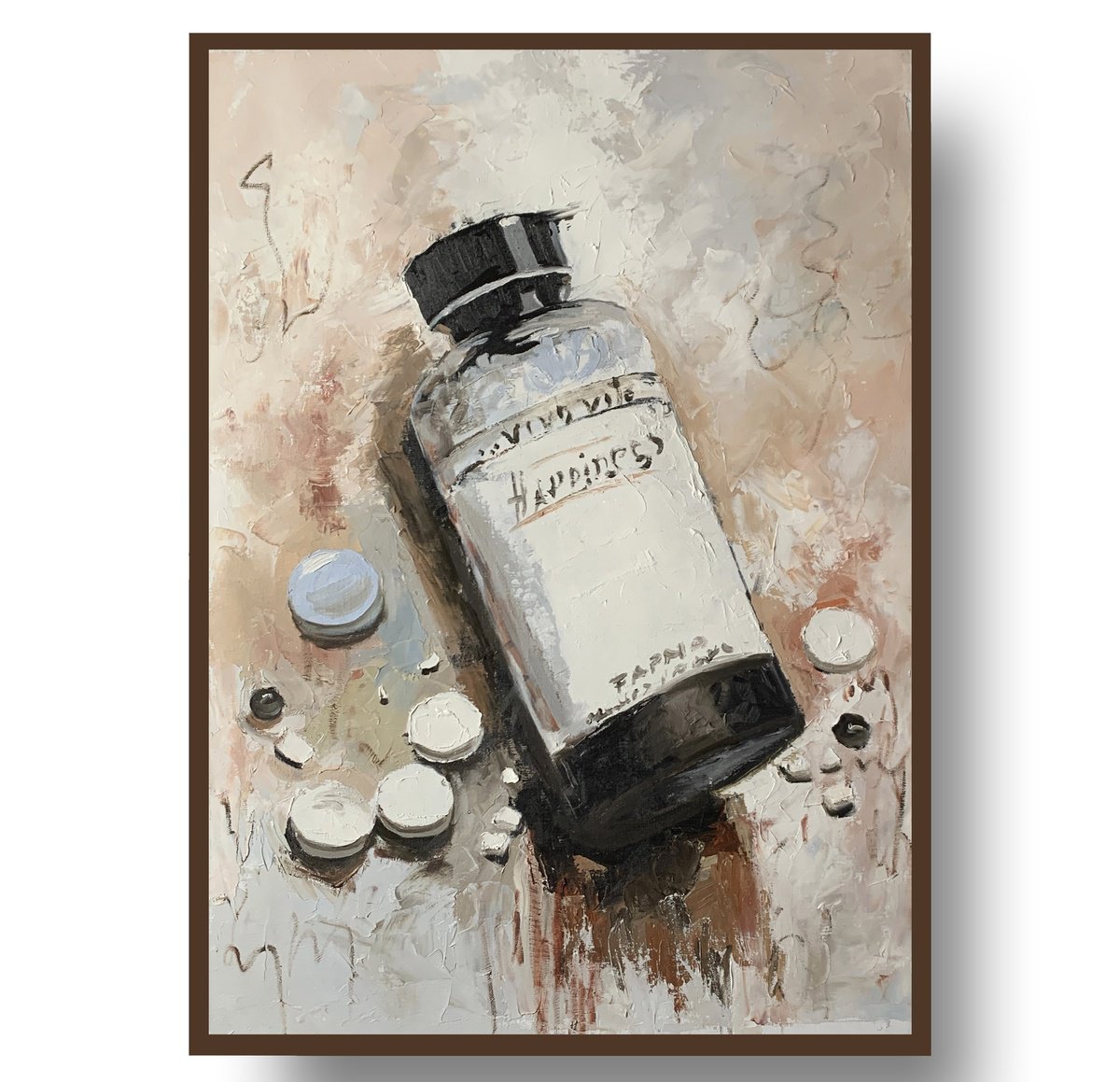 Expressive Still Life Oil Painting By Vita Schagen, 20 X 28", Medication For The Soul., Original Artwork