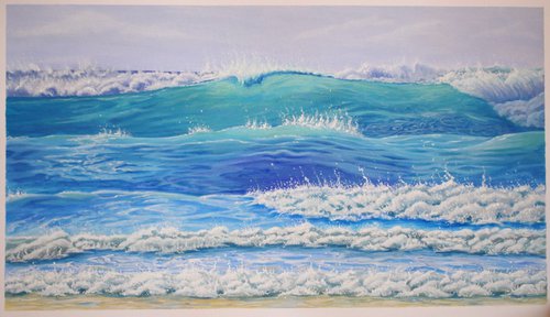 Blue Fizz - waves on beach by Jadu Sheridan