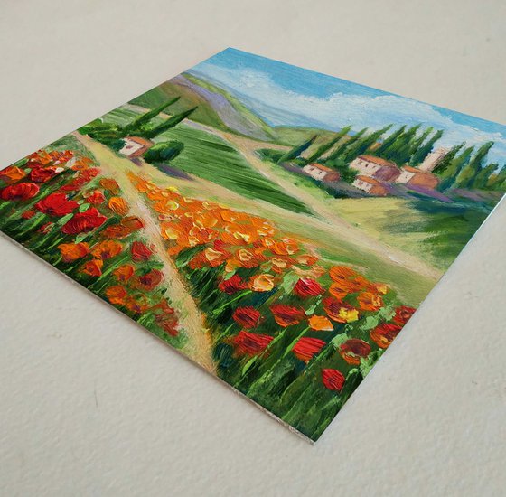 Field poppies painting