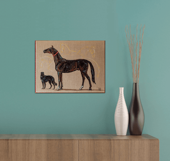 Akhal-Teke with borzoi