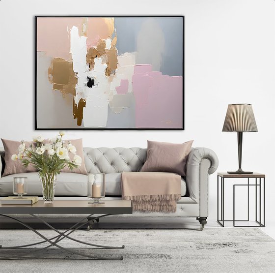 Beige Textured Trees in Pastel Pink Morning