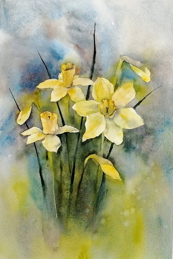 Yellow Daffodils painting