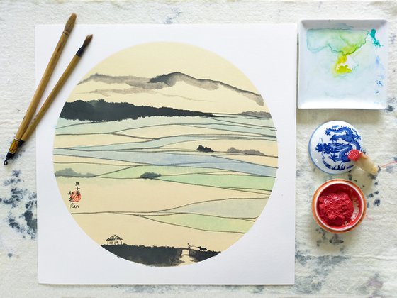 RAN ART - Chinese painting 38*38cm - Landscape