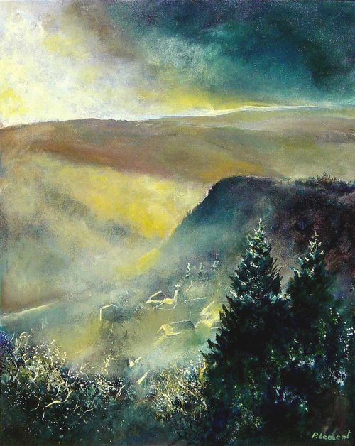 Misty panorama in a valley by Pol Henry Ledent