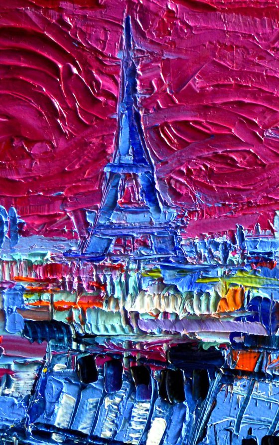 PINK PARIS modern abstract impressionist palette knife oil painting on canvas