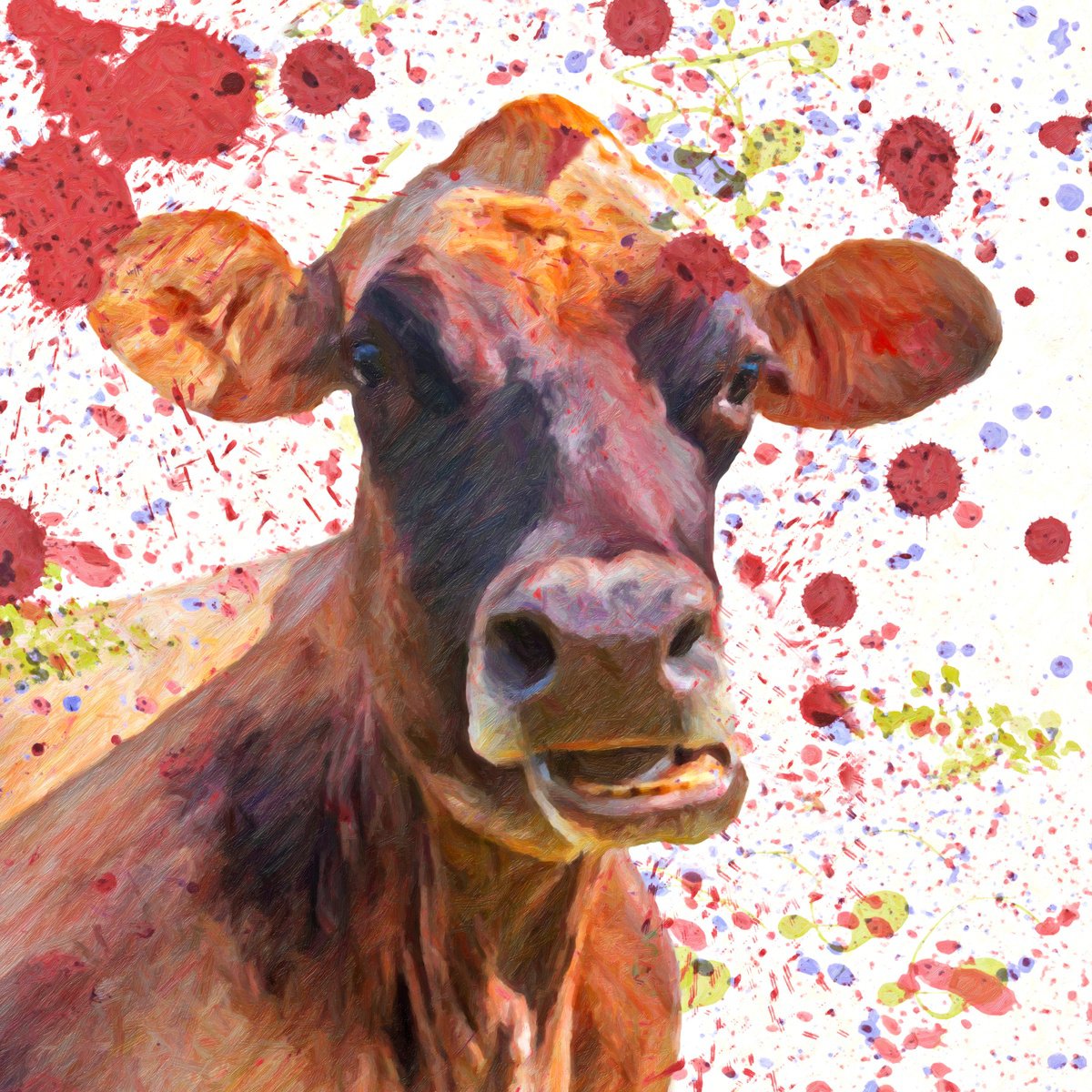 Abstract Animal Photograph By Martin Fry, 20 X 20", Painted Cow..., Original Artwork