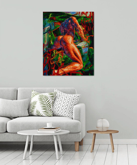 Nude on a Green Background