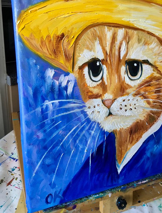 Cute Cat La Vincent Van Gogh ispired by famous self-portrait Present idea  for cat lovers
