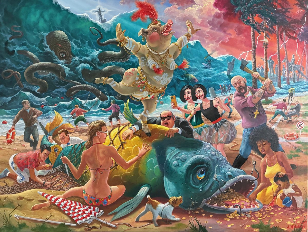 Photorealistic Portrait Oil Painting By Alexander Mikhalchyk, 47 X 35, Goldfish., Original Artwork