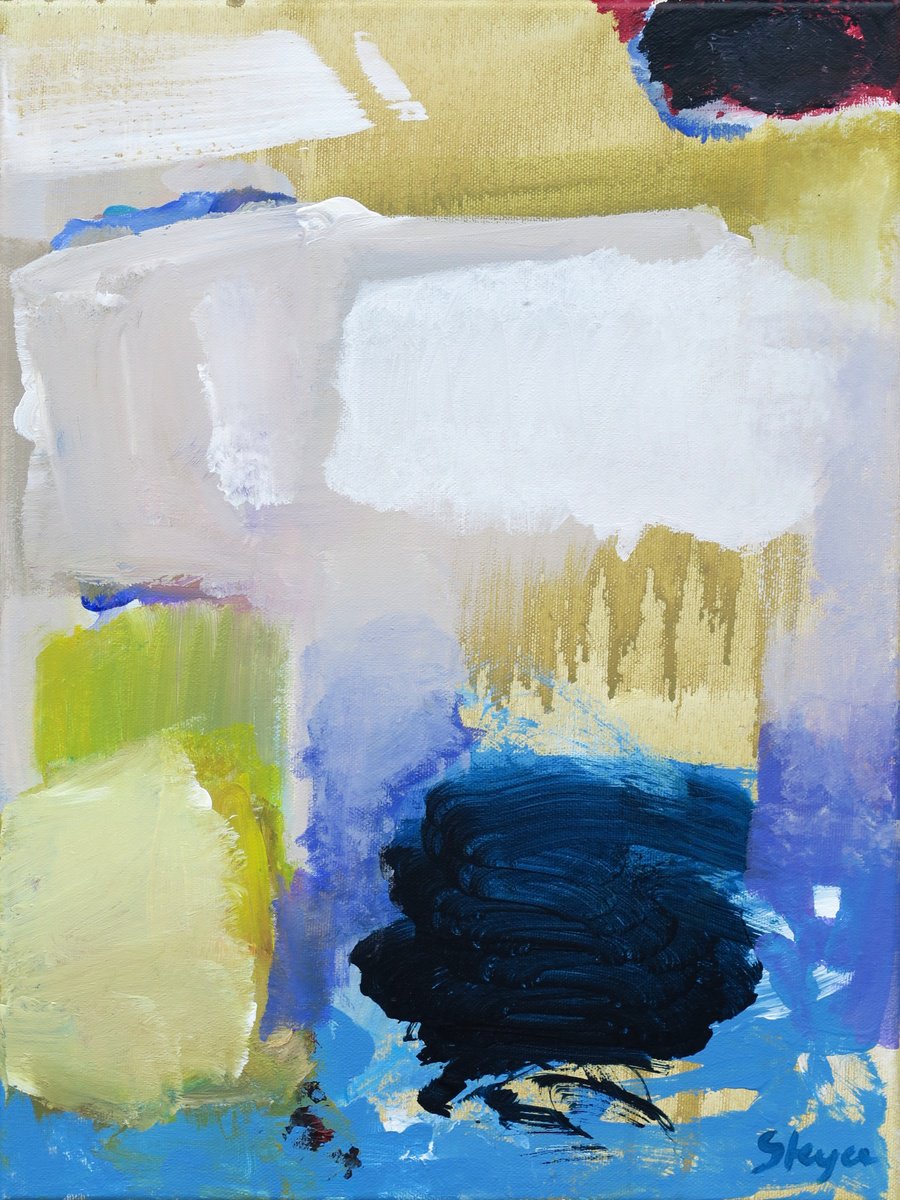 Expressive Abstract Acrylic Painting By Thomas Steyer, 13 X 17", Dark Horse, Original Artwork