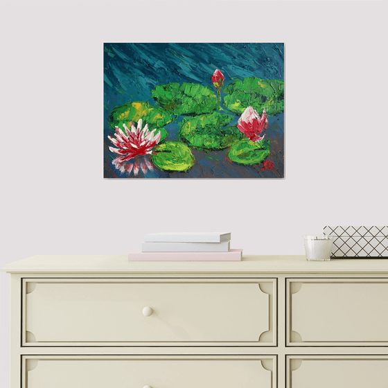 WATER LILIES, II / ORIGINAL OIL PAINTING