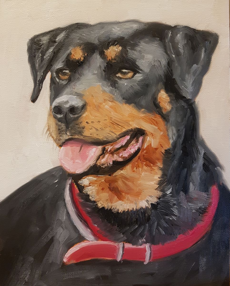 Impressionistic Animal Oil Painting By Els Driesen, 9 X 12, Beauceron, Original Artwork