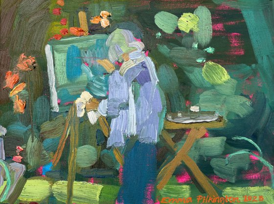 My Aunt Isobel painting in my Mum's garden