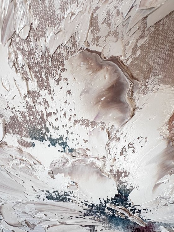 Two large white flowers on white